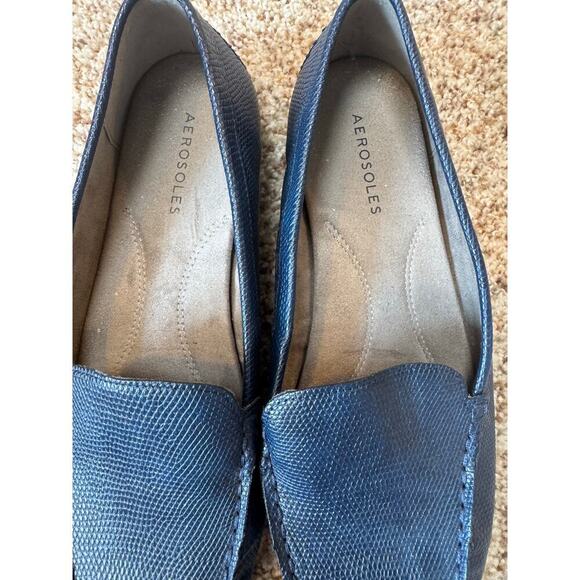 AEROSOLES Over Drive 9;  Navy Blue synthetic Leather Loafers/shoes, driving mocs - Picture 7 of 10